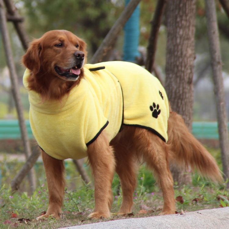 Soft And Absorbent Pet Embroidered Bathrobe Coral Fleece Pajamas