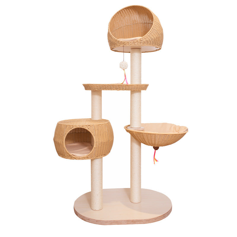 Integrated Multi Layer Solid Wood Cat Tree